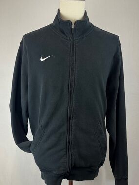 GUC Nike Mens Track Jacket Black Fleece Full Zip Mock Neck Blue Sombrero Size L